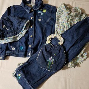 Gymboree Vintage Spring Showers size 7 yrs Jacket Blouse Bottoms Purse 5-7 Hat